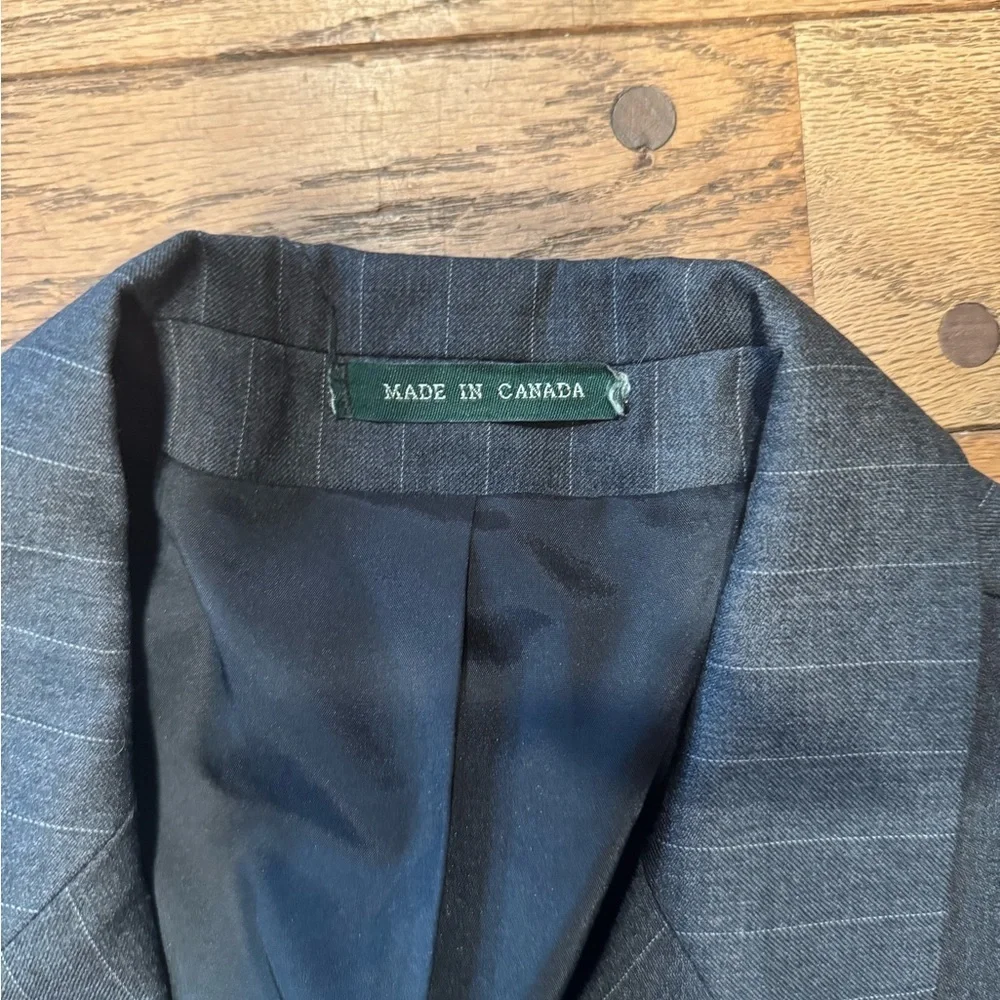 Lauren Ralph Lauren 44R Charcoal Pinstripe Wool Blazer Sport Coat Made in Canada